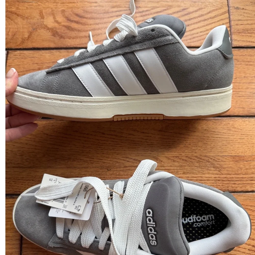 Adidas Grand Court Alpha 00s Men Size 12 Grey Suede Sneakers Retro Skate NEW